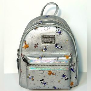 Disney 100th Anniversary Platinum Loungefly Mini Backpack NWT